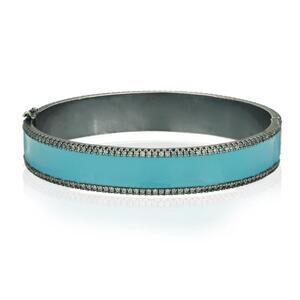 NEW BZK women's bev enamel bangle in turquoise